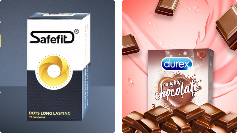 Bao cao su có gai Safefit và Durex